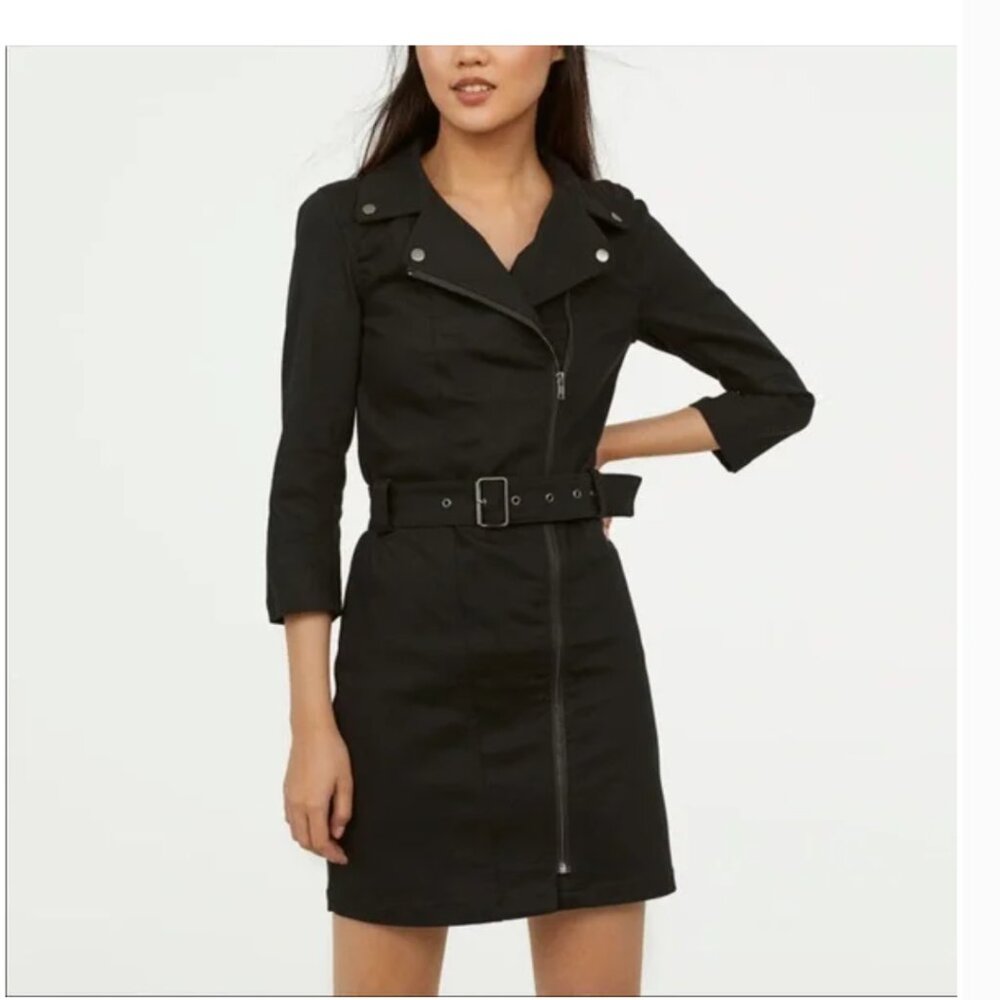H&M Cotton Biker Dress/Coat With Front Zipper Size 10